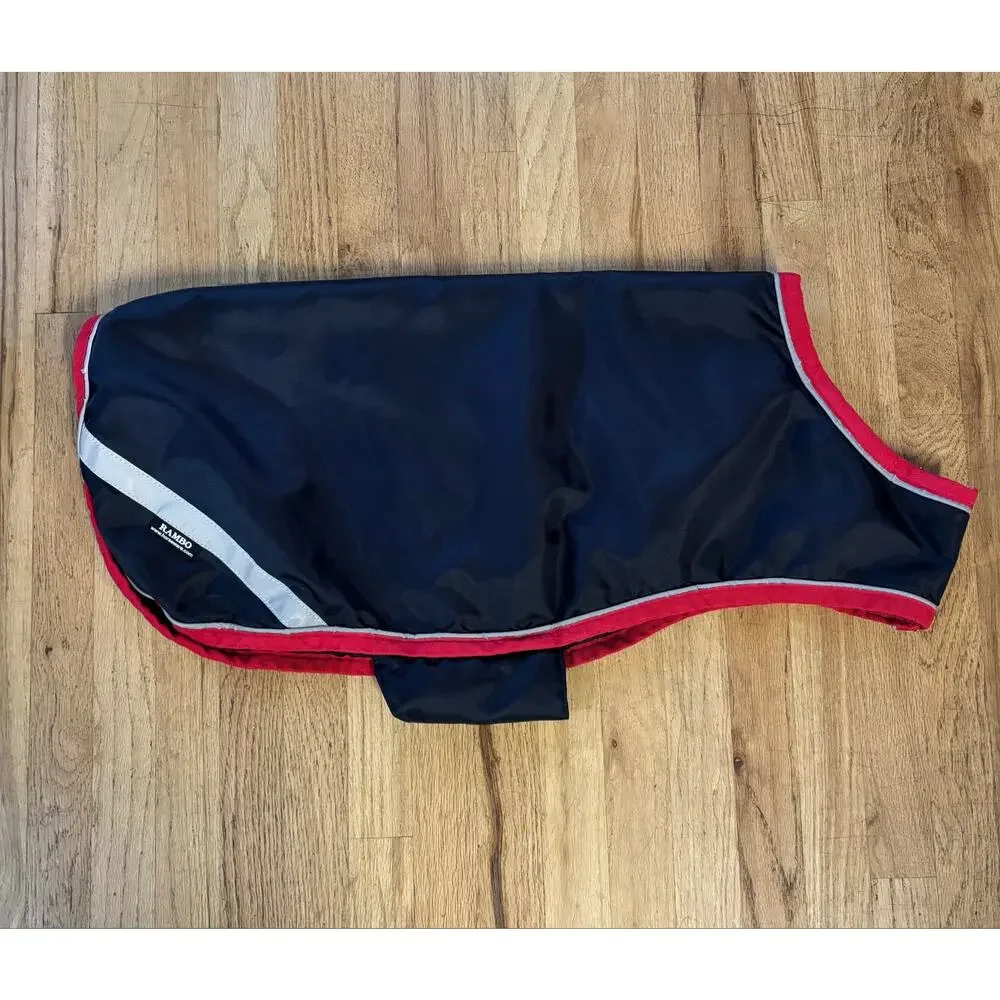Horseware Ireland RAMBO Waterproof Rain Navy Red Dog Coat Jacket, XL